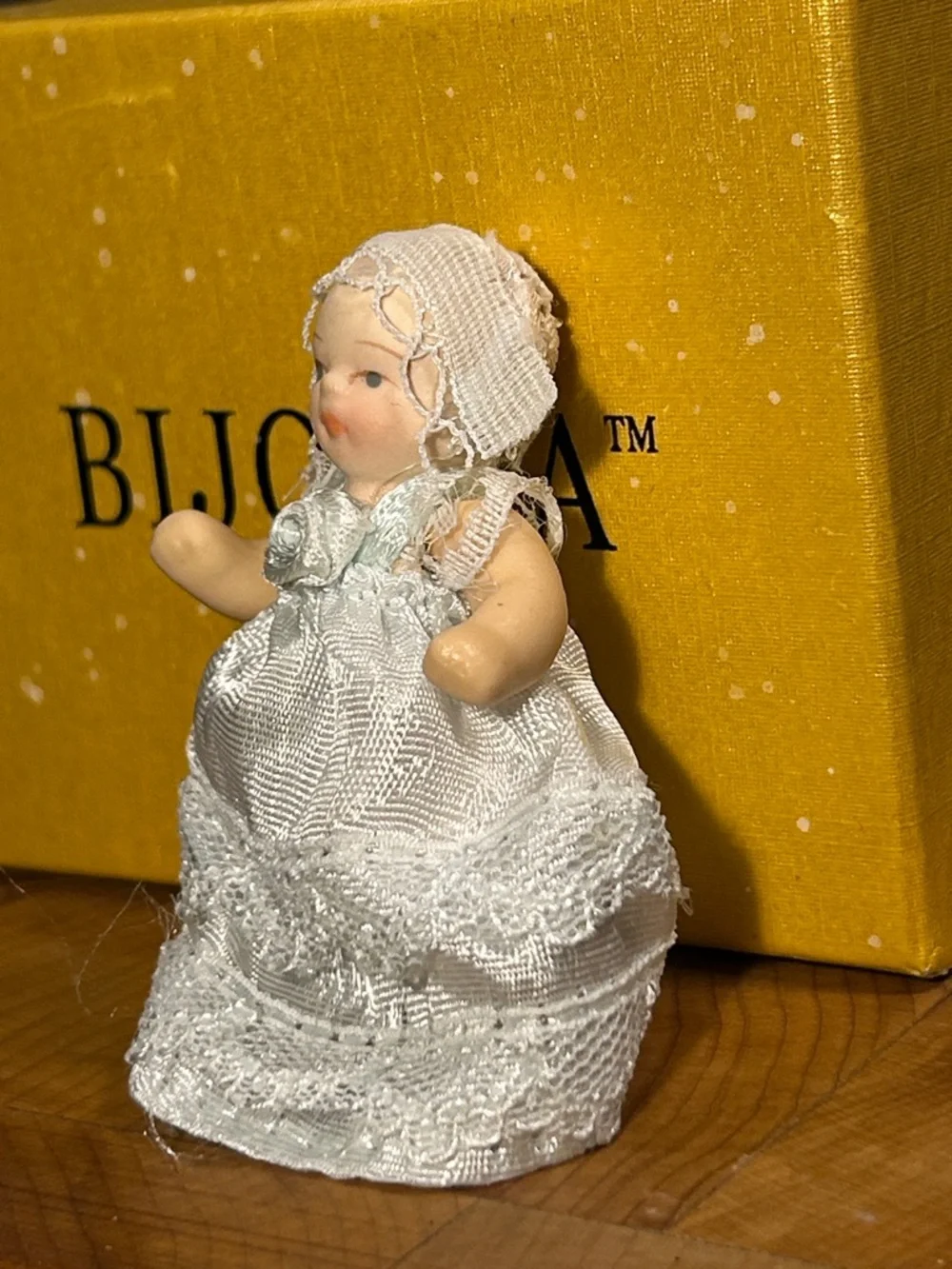 Bijorca porcelain mini doll hand painted with outfit